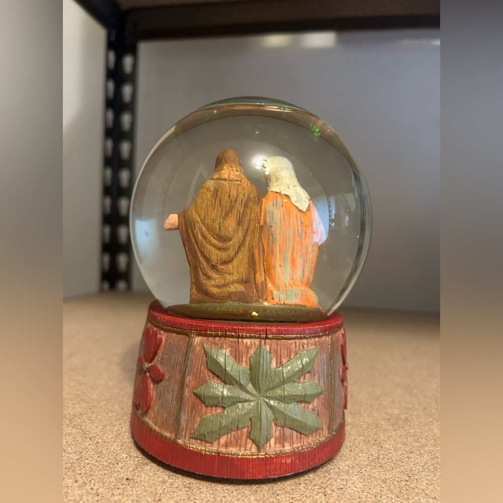 Vintage Nativity Snow Globe Hand Painted Holy Family Christmas Decor - Picture 9 of 16